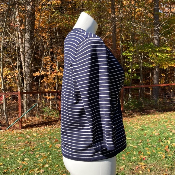 Lauren Ralph Lauren navy/white pinstripe cardigan with matching knit tank sz 10 - Picture 5 of 6